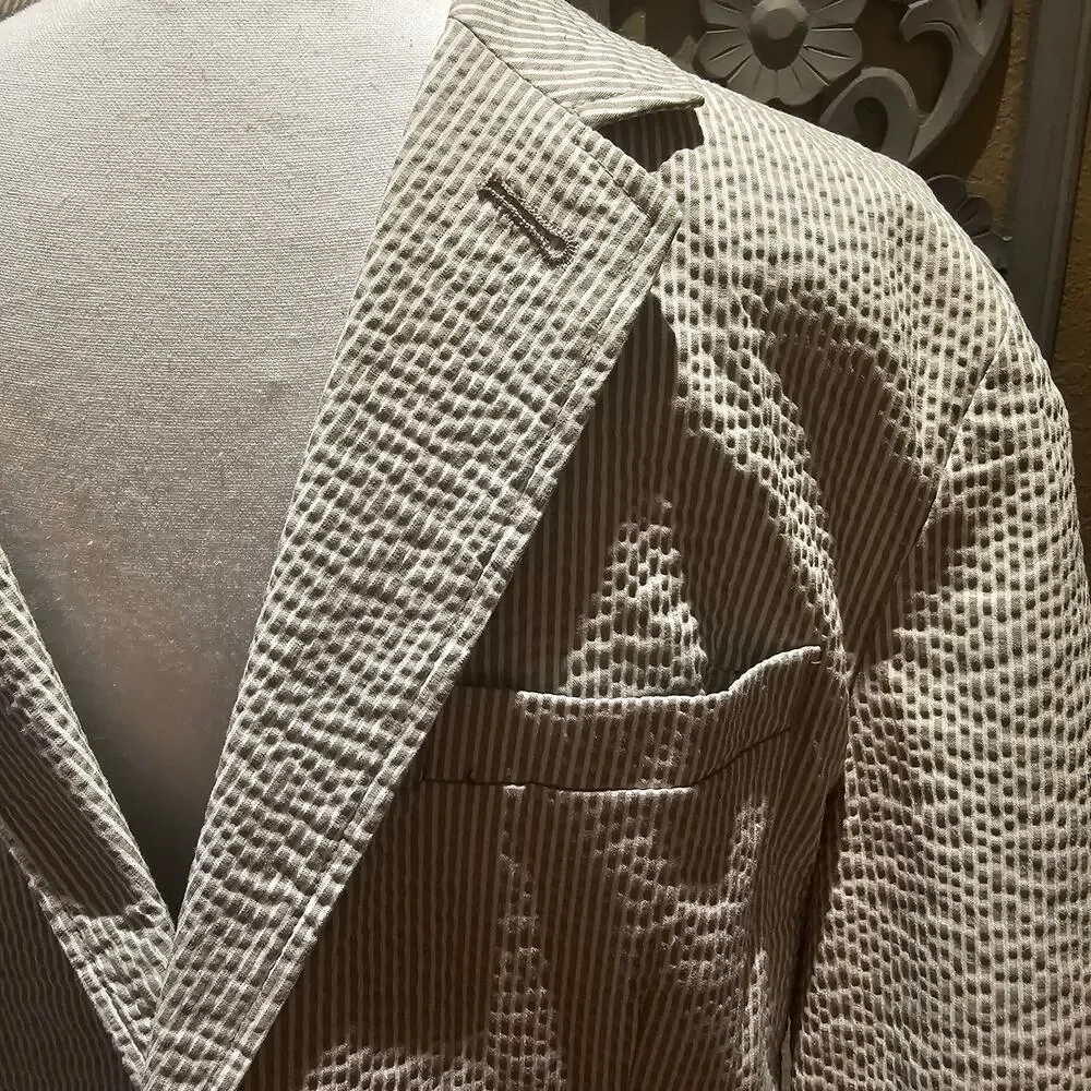 Goodfellow Kenwood Blazer M Seersucker Sport Coat Preppy Coastal Old Money